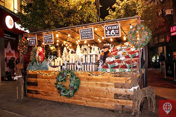 londres luzes natal oxford street barraca frutas