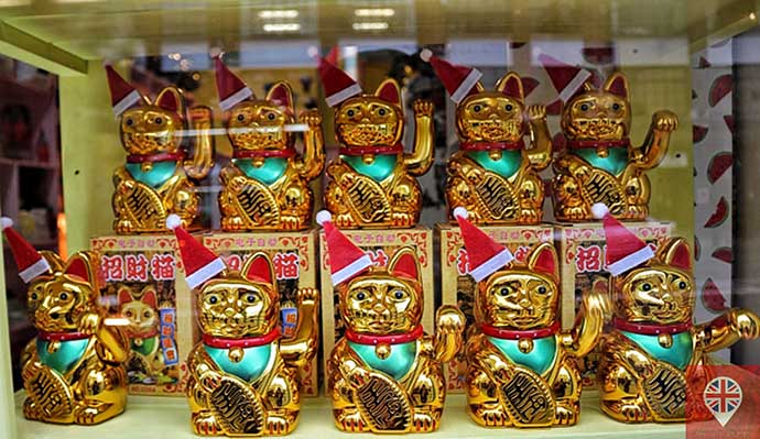 londres luzes natal vitrine gatos chineses