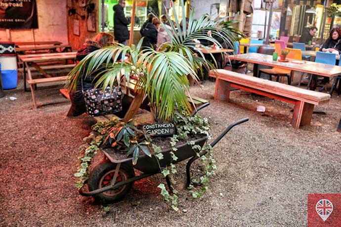 shoreditch high street food village wheelbarrow