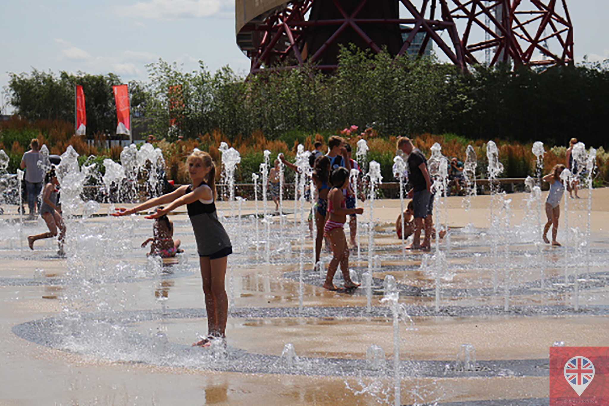 Olympic park water fountain girl