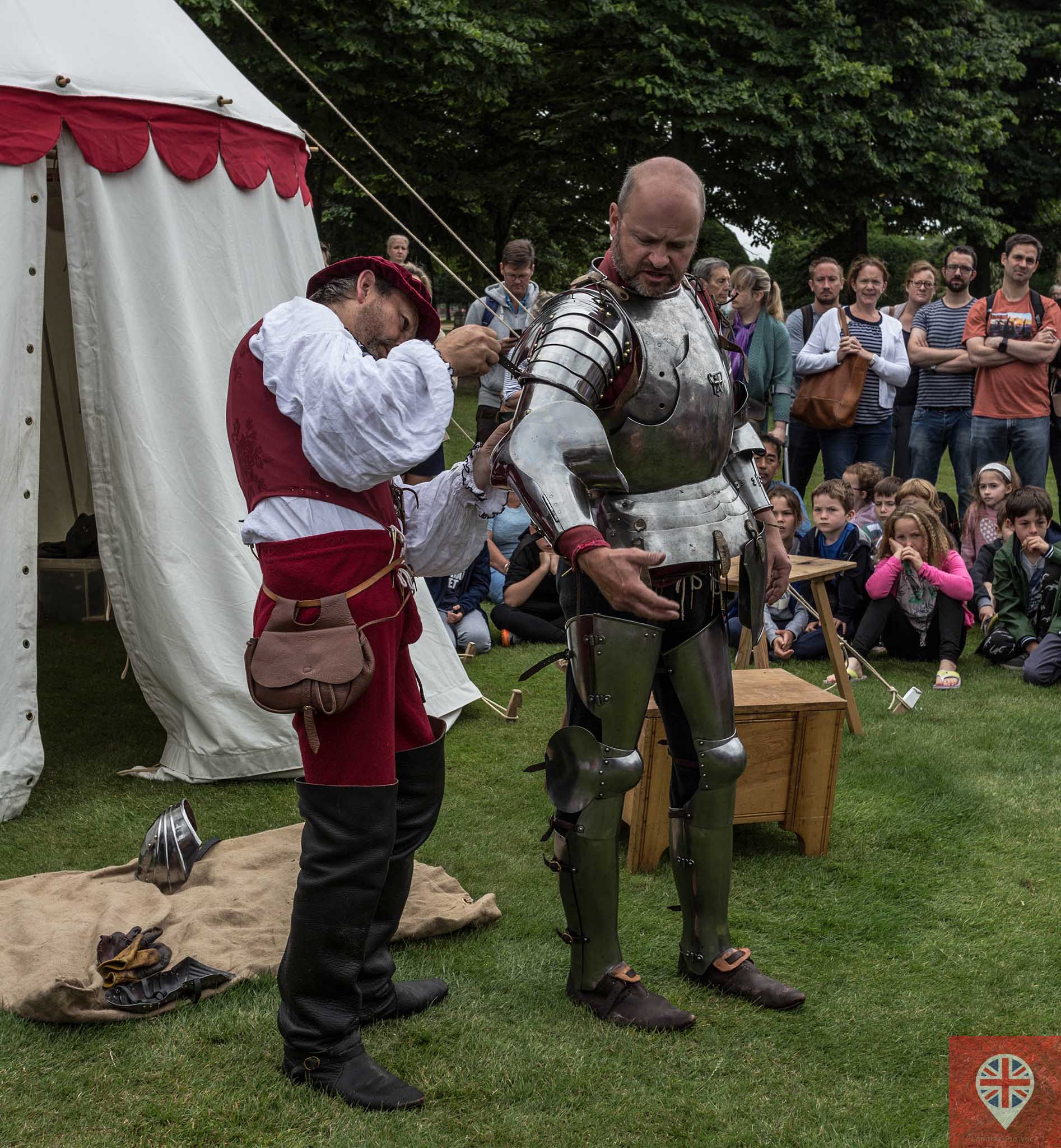 hampton court tudor party dressing the knight